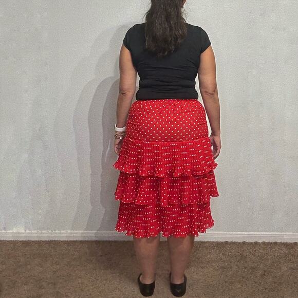 Red Polka Dot Vintage Midi Skirt Sz 16 - Picture 7 of 9